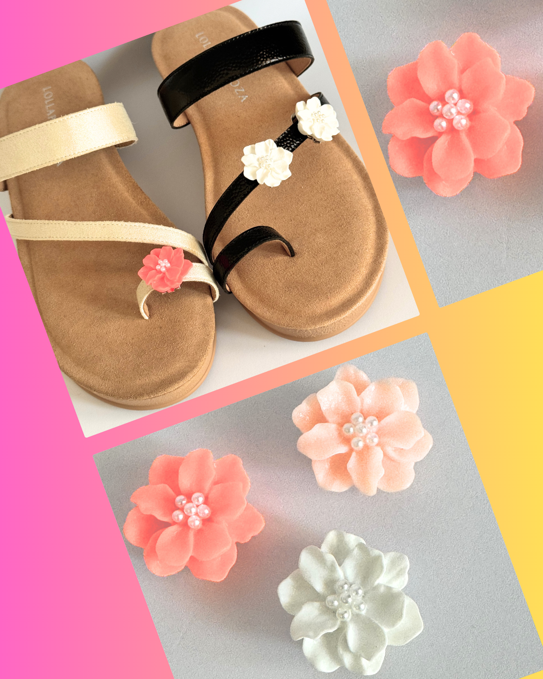 Clip On Small Acrylic Flowers in 3 Colours