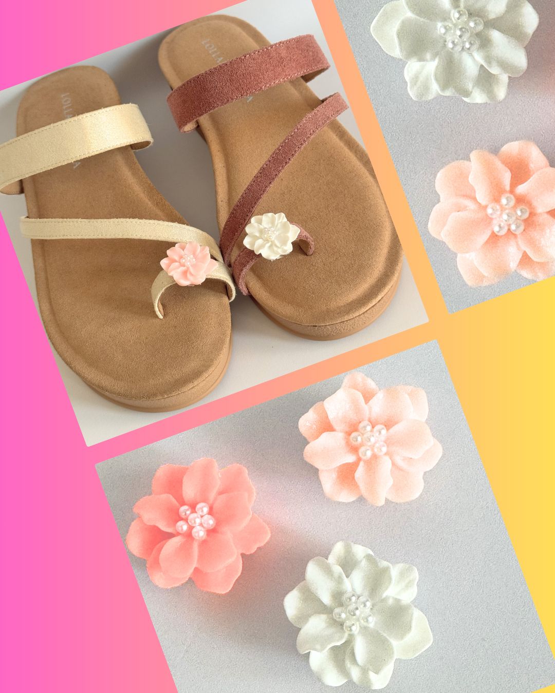 Clip On Small Acrylic Flowers in 3 Colours